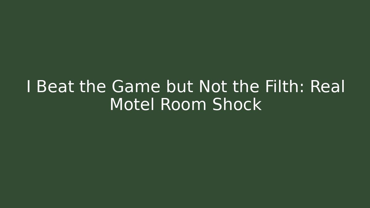 I Beat the Game but Not the Filth: Real Motel Room Shock