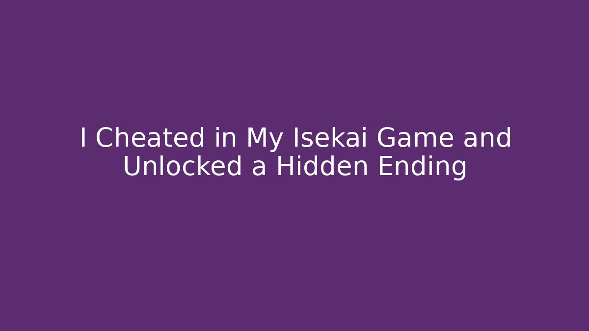 I Cheated in My Isekai Game and Unlocked a Hidden Ending