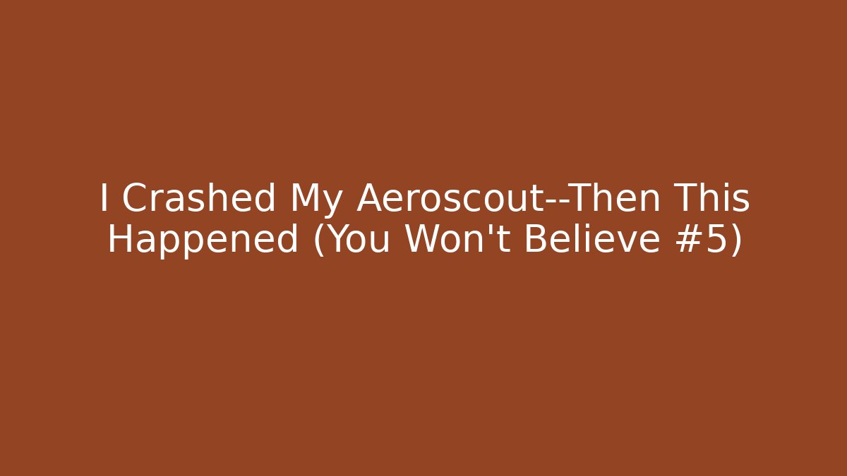 I Crashed My Aeroscout—Then This Happened (You Won’t Believe #5)