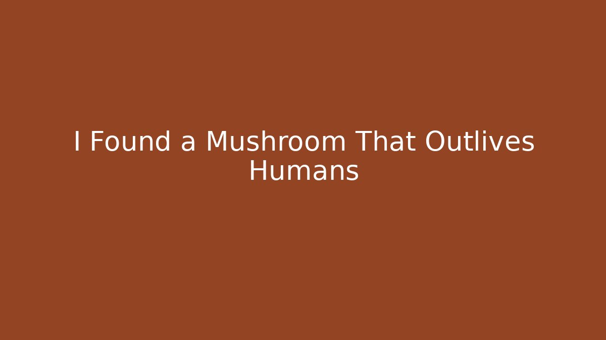 I Found a Mushroom That Outlives Humans