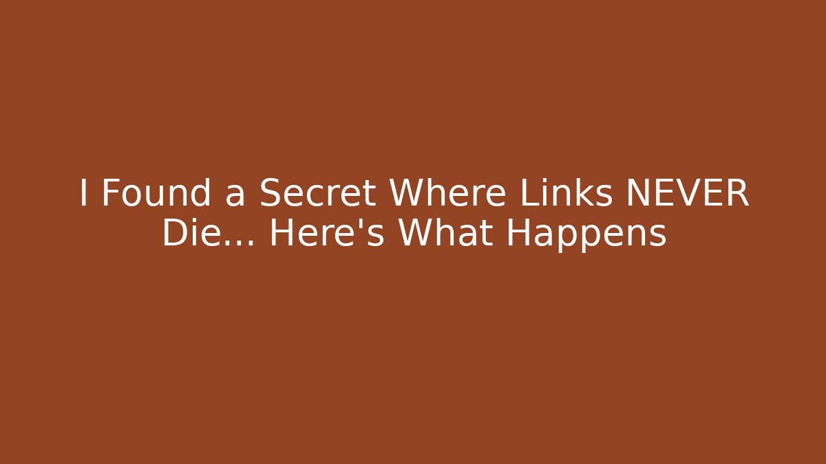 I Found a Secret Where Links NEVER Die... Here's What Happens