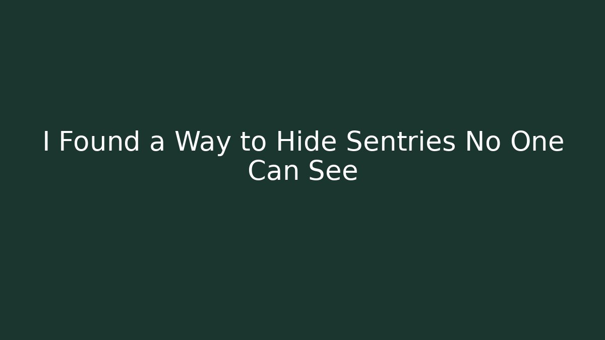 I Found a Way to Hide Sentries No One Can See