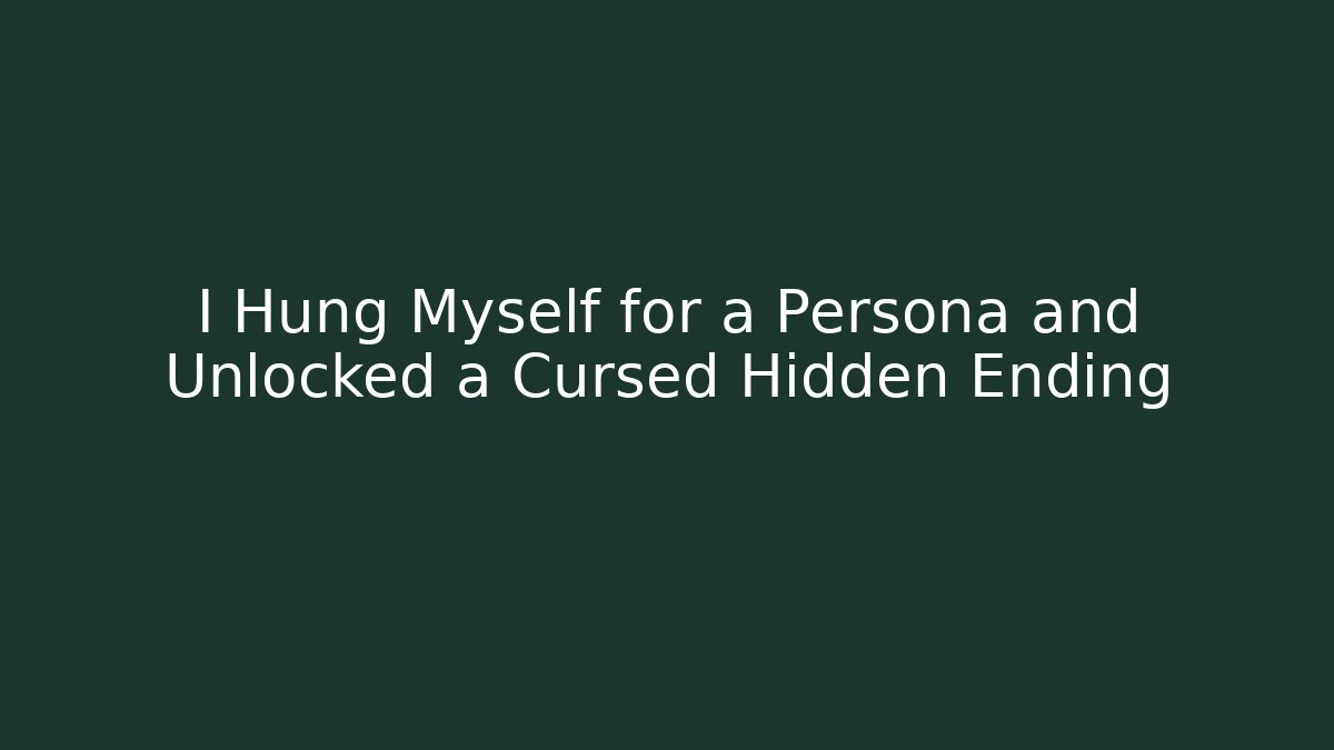 I Hung Myself for a Persona and Unlocked a Cursed Hidden Ending