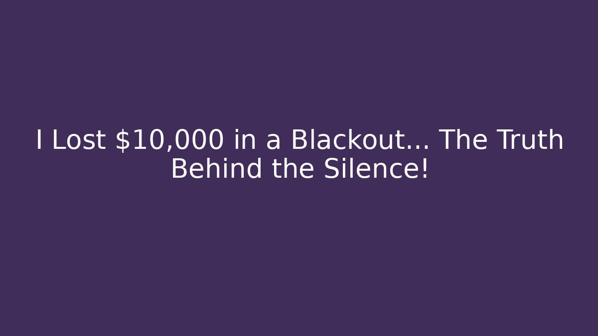 I Lost $10,000 in a Blackout… The Truth Behind the Silence!