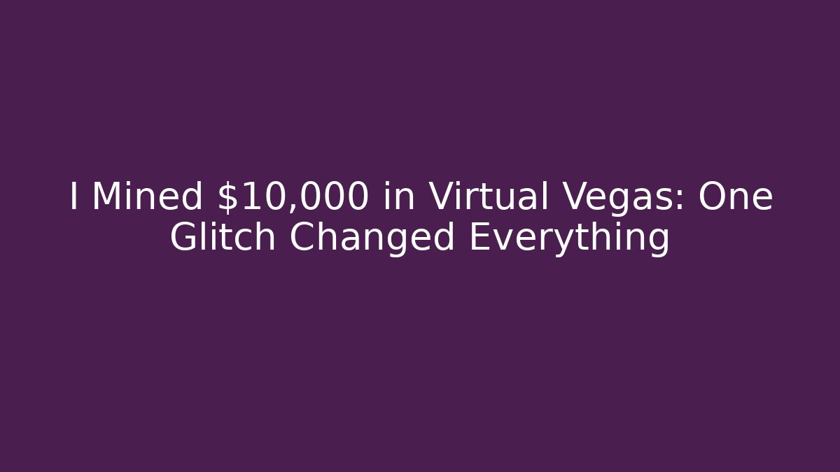 I Mined $10,000 in Virtual Vegas: One Glitch Changed Everything