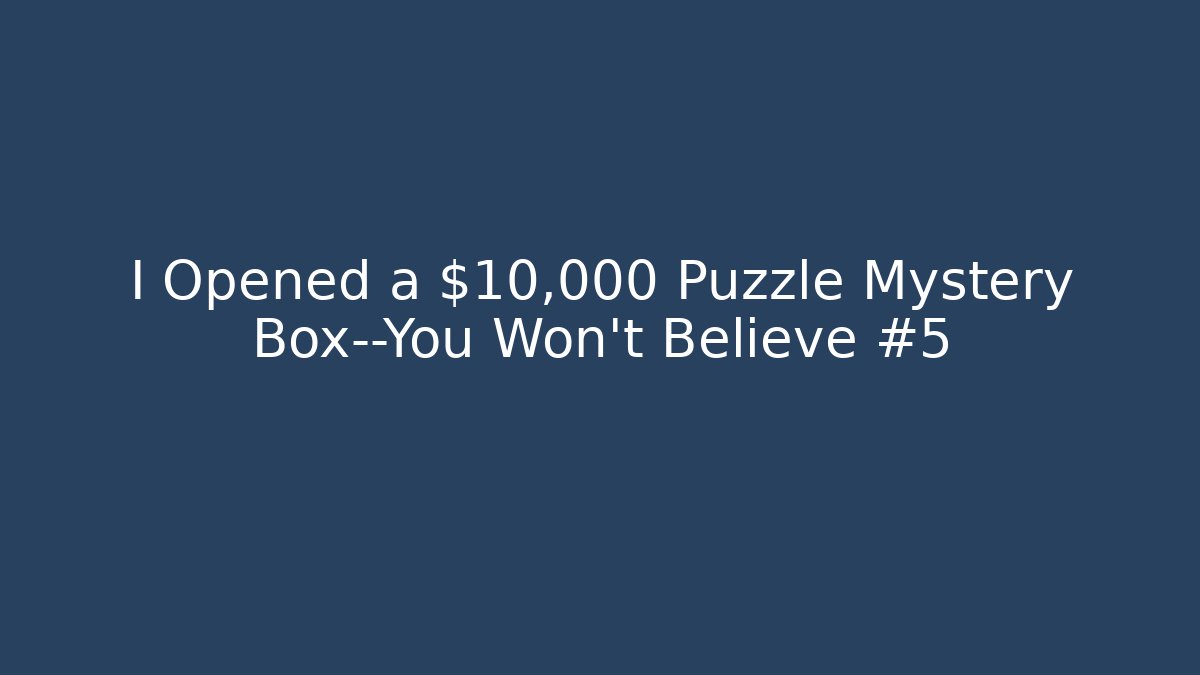 I Opened a $10,000 Puzzle Mystery Box—You Won't Believe #5