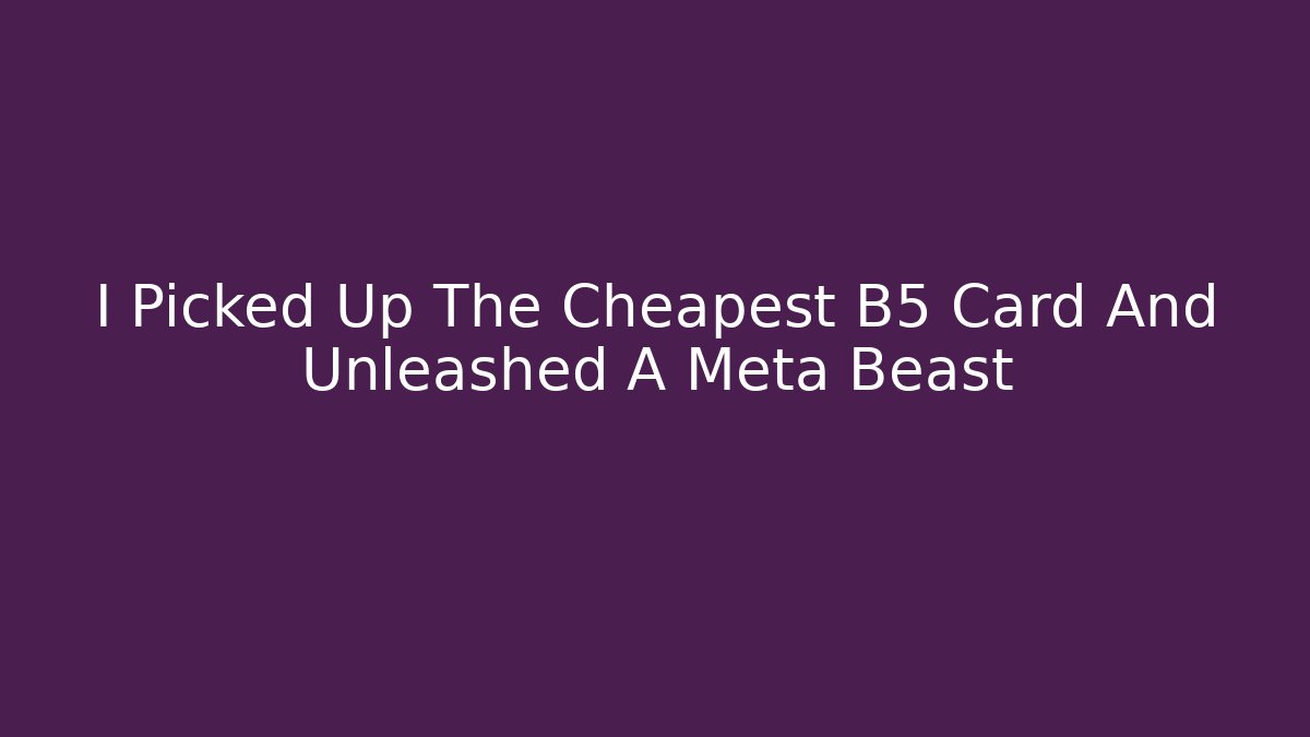 I Picked Up The Cheapest B5 Card And Unleashed A Meta Beast