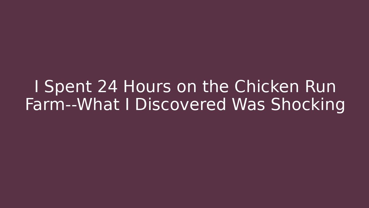 I Spent 24 Hours on the Chicken Run Farm—What I Discovered Was Shocking