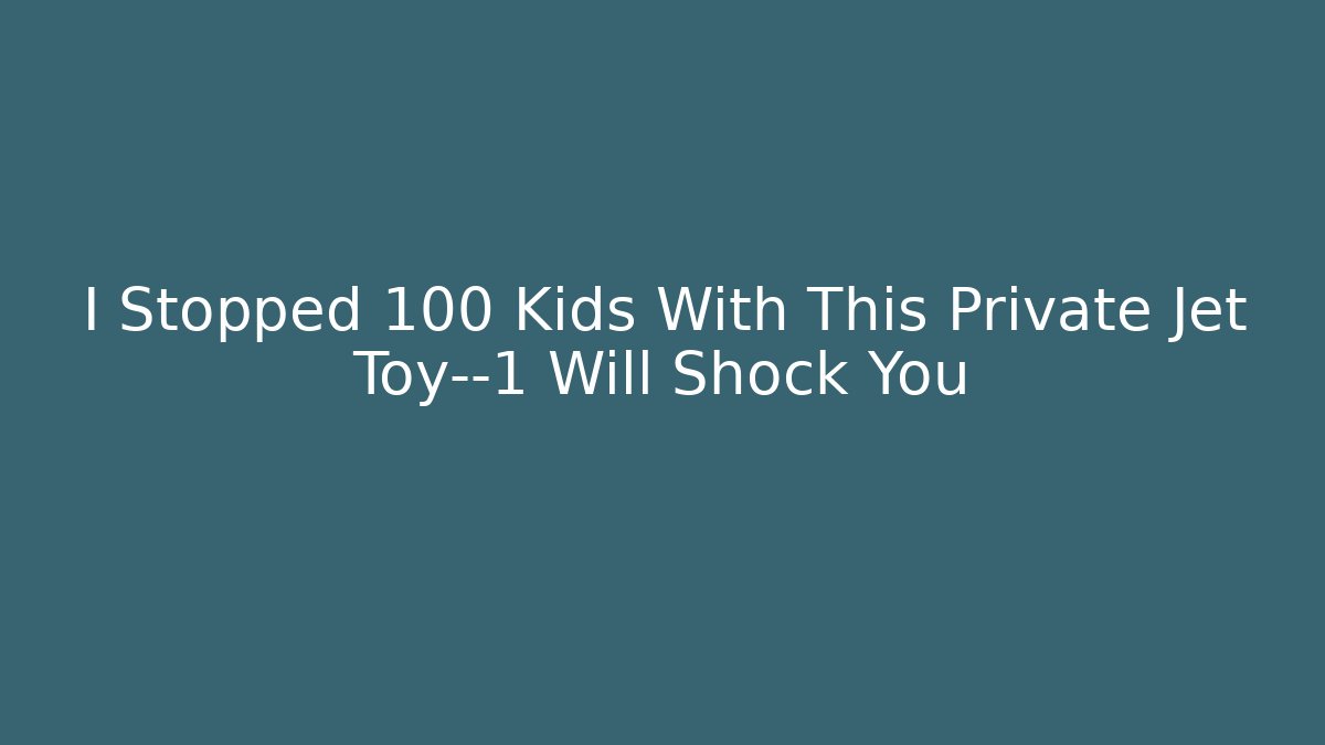 I Stopped 100 Kids With This Private Jet Toy—1 Will Shock You