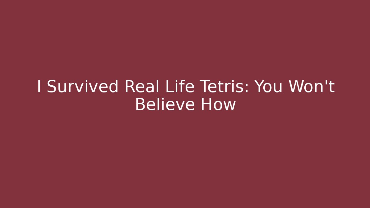 I Survived Real Life Tetris: You Won't Believe How