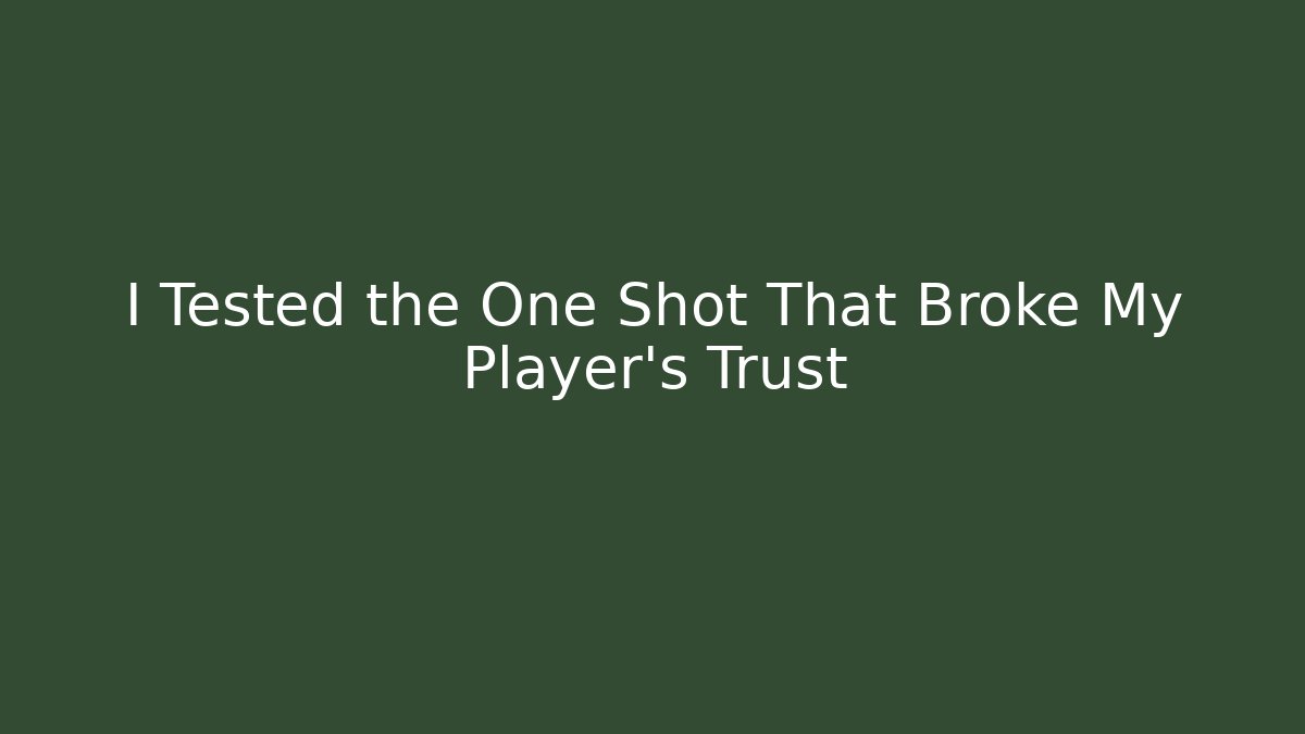 I Tested the One Shot That Broke My Player's Trust