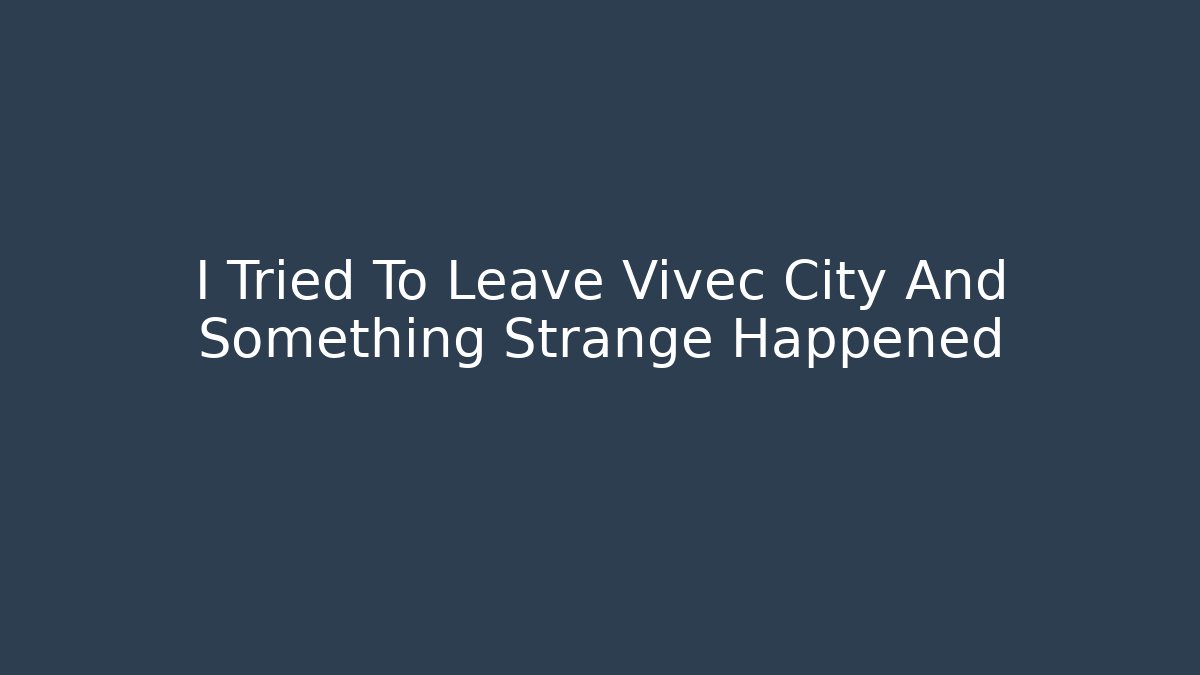 I Tried To Leave Vivec City And Something Strange Happened