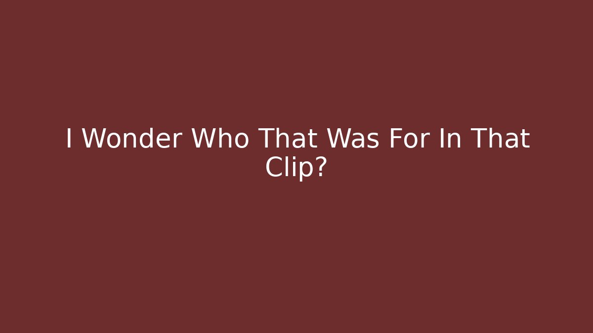 I Wonder Who That Was For In That Clip?