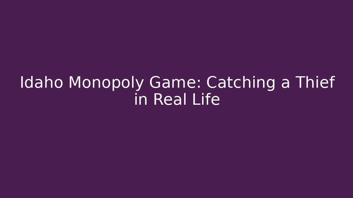 Idaho Monopoly Game: Catching a Thief in Real Life