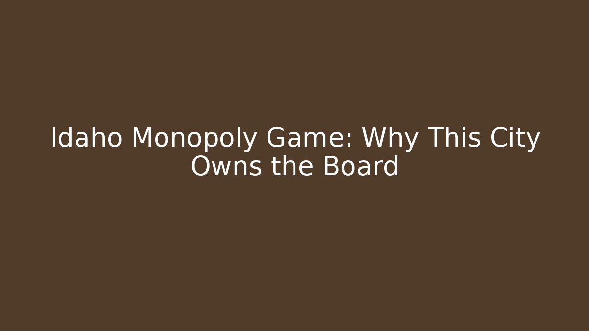 Idaho Monopoly Game: Why This City Owns the Board