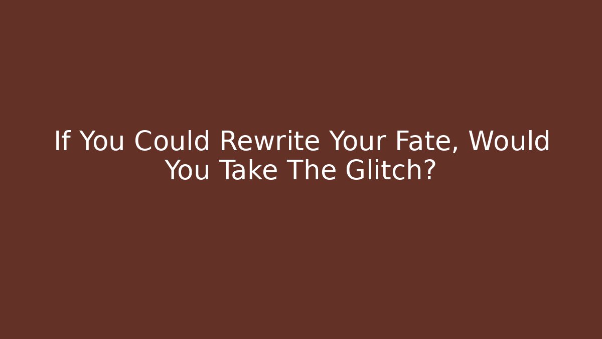 If You Could Rewrite Your Fate, Would You Take The Glitch?