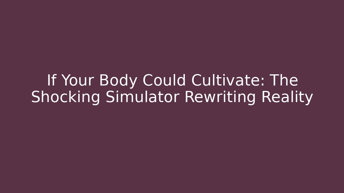If Your Body Could Cultivate: The Shocking Simulator Rewriting Reality