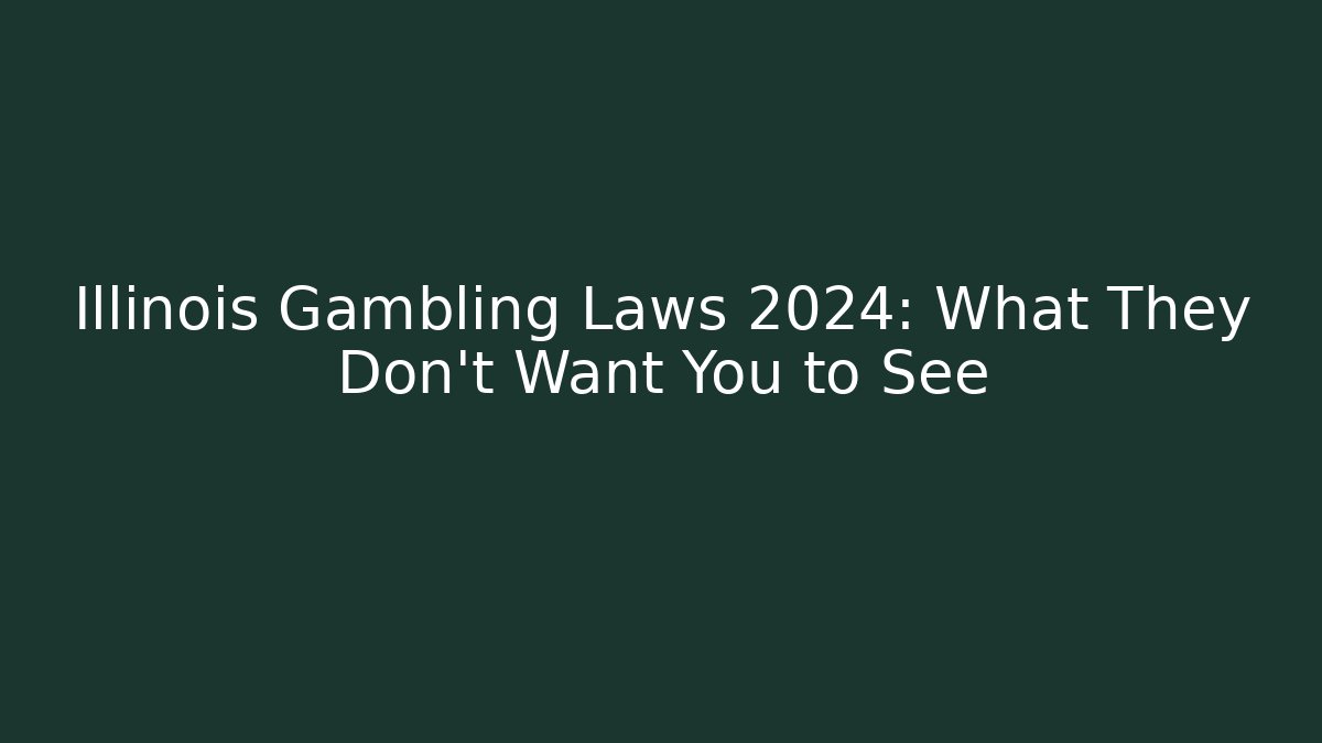 Illinois Gambling Laws 2024: What They Don't Want You to See