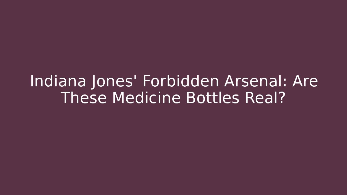 Indiana Jones' Forbidden Arsenal: Are These Medicine Bottles Real?