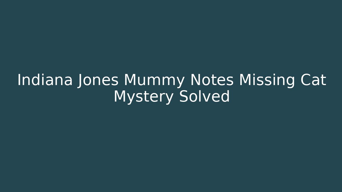 Indiana Jones Mummy Notes Missing Cat Mystery Solved - Create More Assets