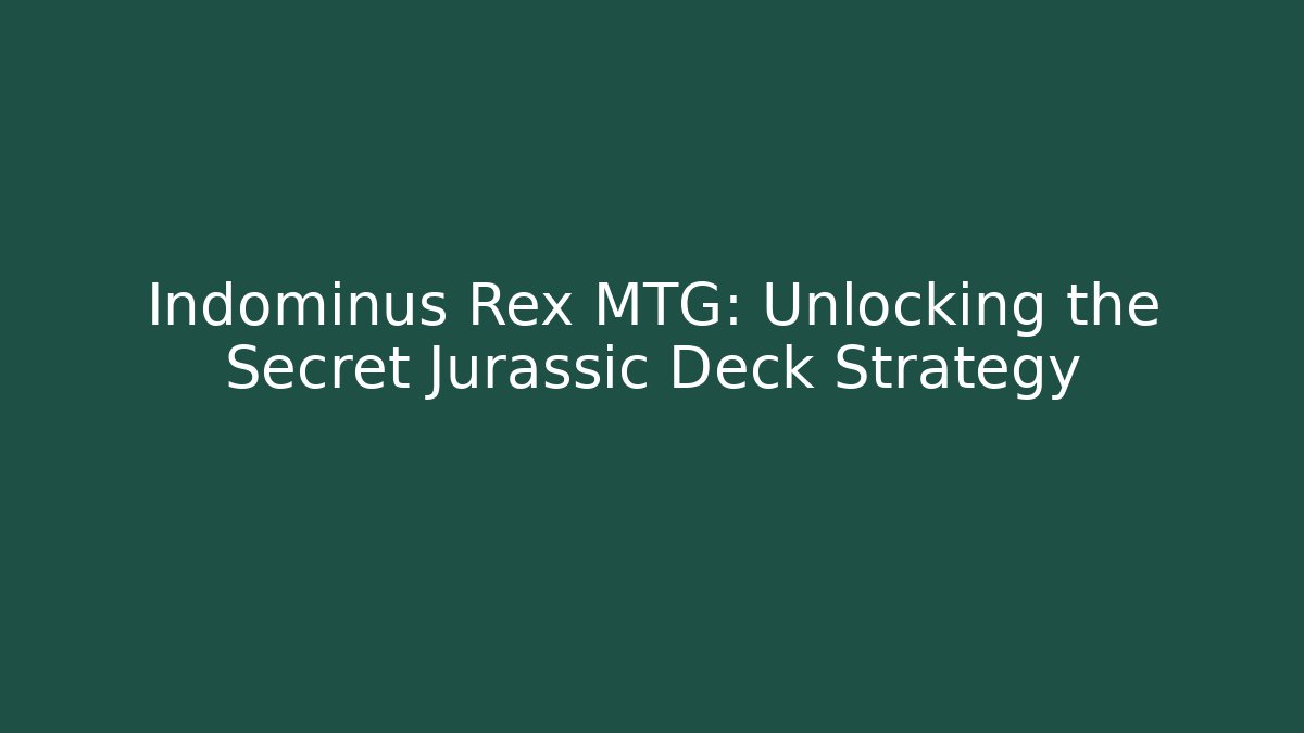Indominus Rex MTG: Unlocking the Secret Jurassic Deck Strategy - Create More Assets