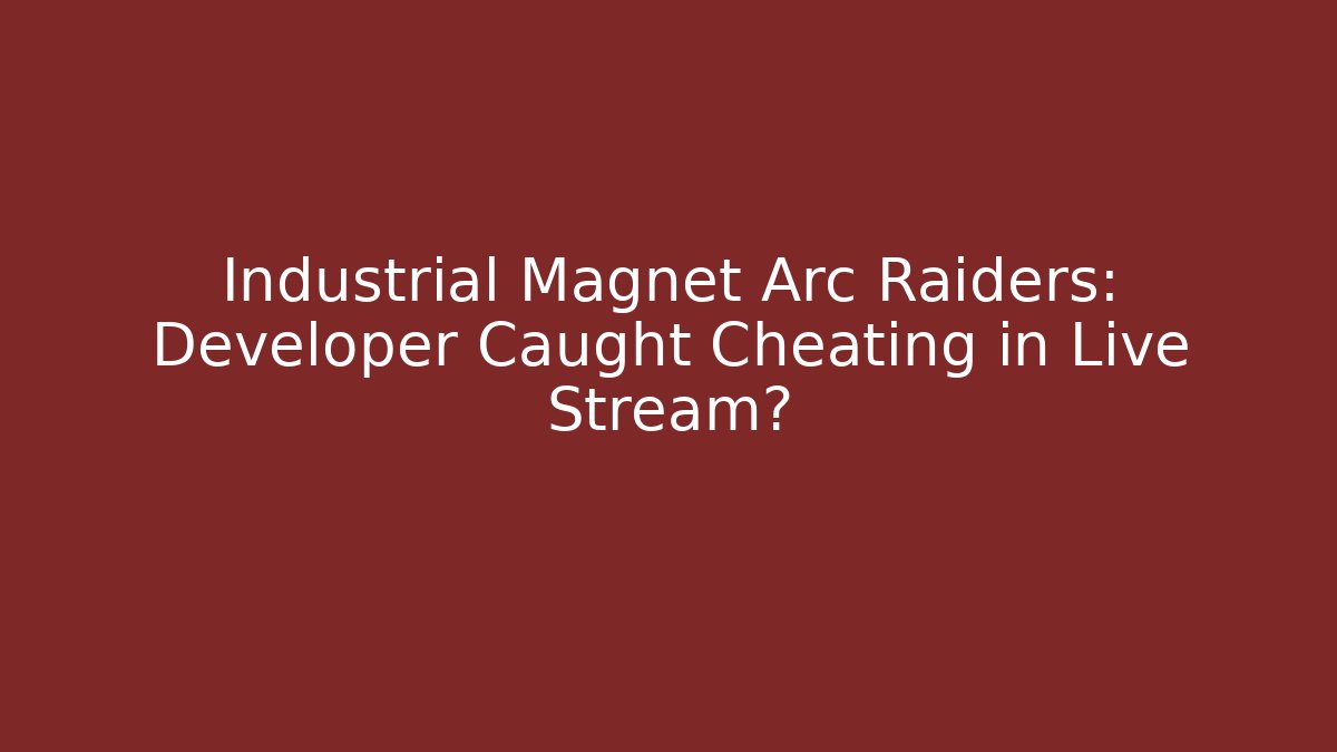 Industrial Magnet Arc Raiders: Developer Caught Cheating in Live Stream? - Create More Assets