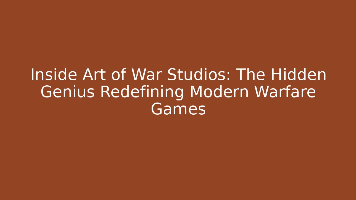 Inside Art of War Studios: The Hidden Genius Redefining Modern Warfare Games