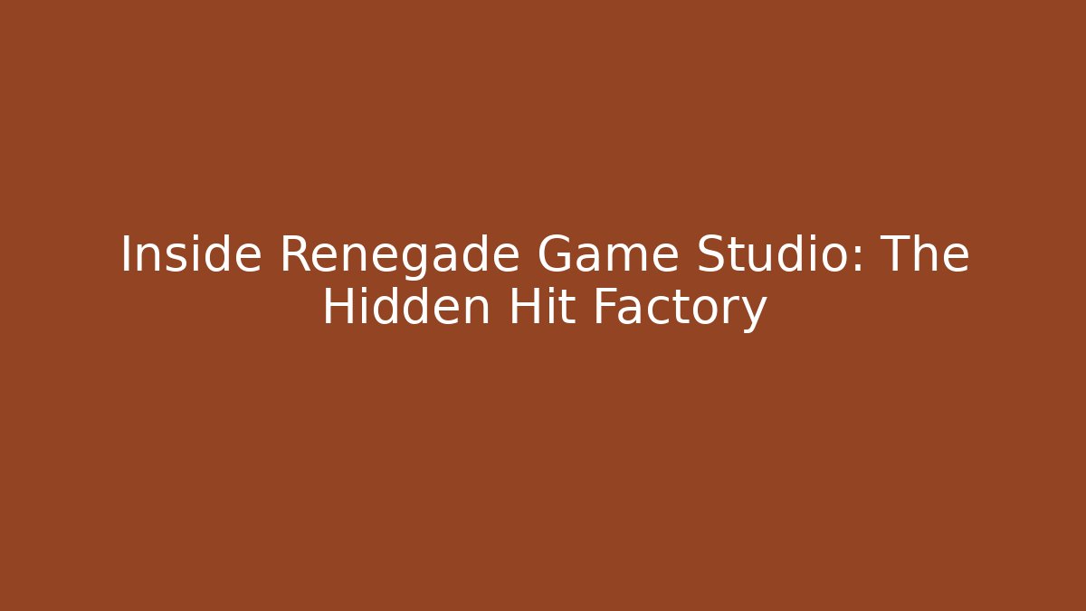 Inside Renegade Game Studio: The Hidden Hit Factory - Create More Assets