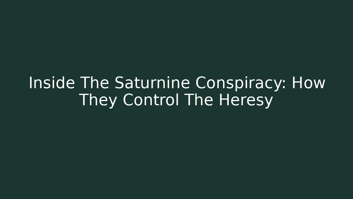 Inside The Saturnine Conspiracy: How They Control The Heresy
