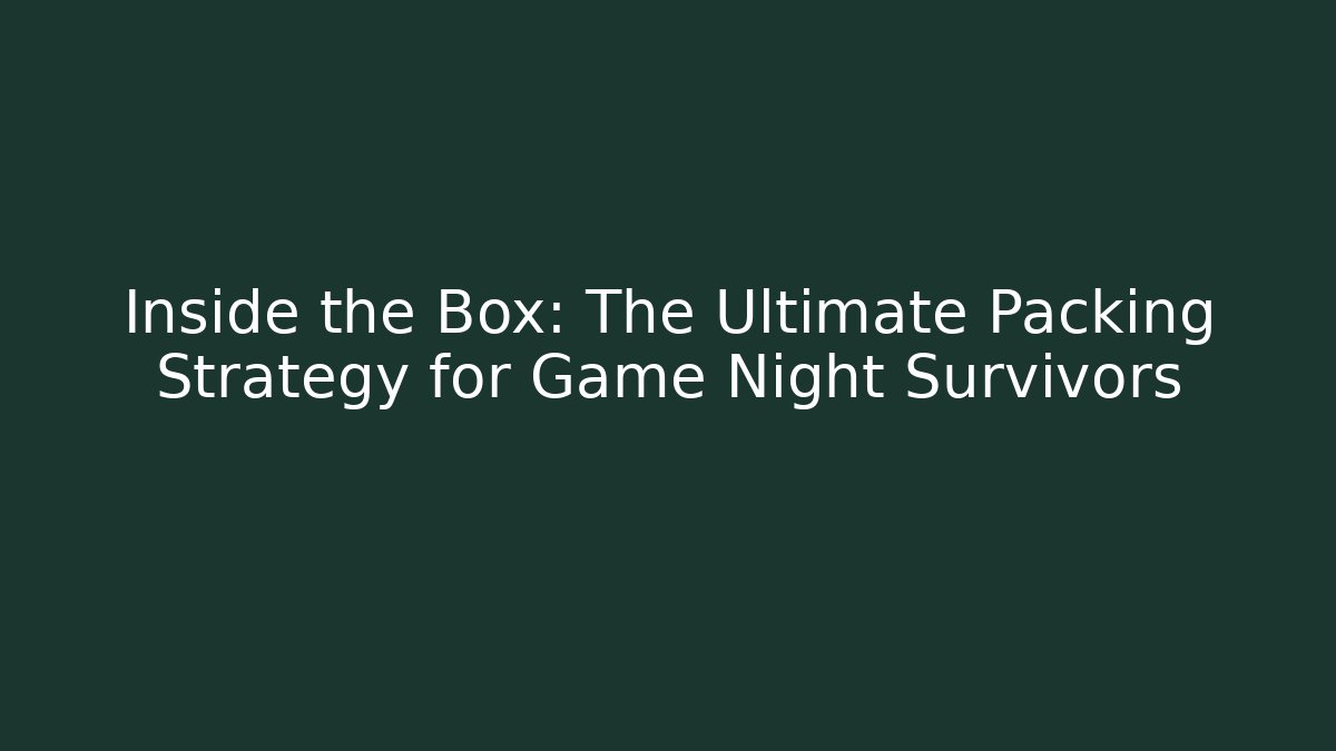 Inside the Box: The Ultimate Packing Strategy for Game Night Survivors