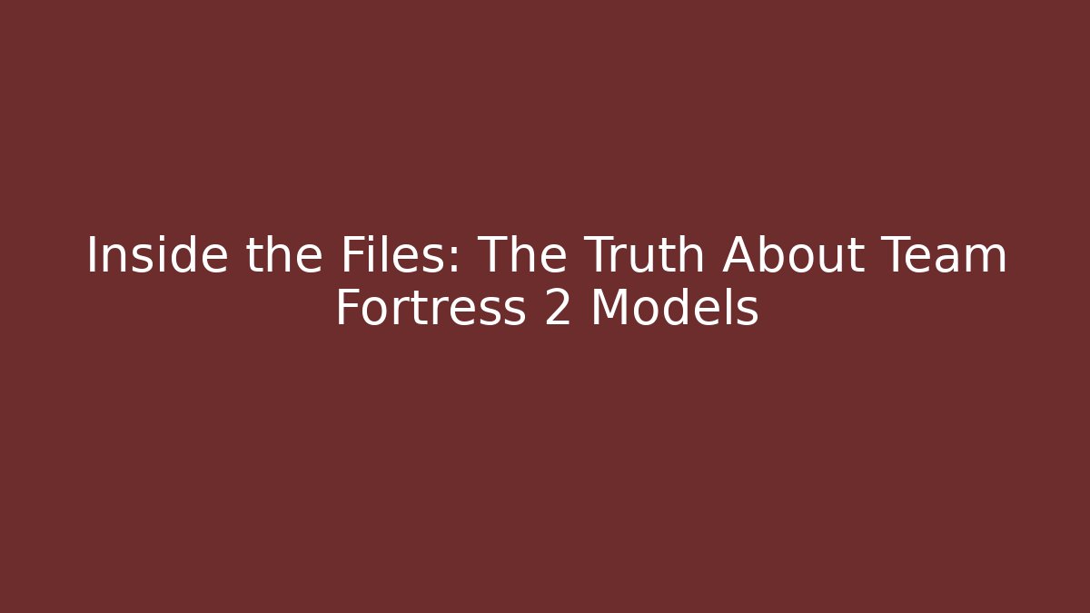 Inside the Files: The Truth About Team Fortress 2 Models