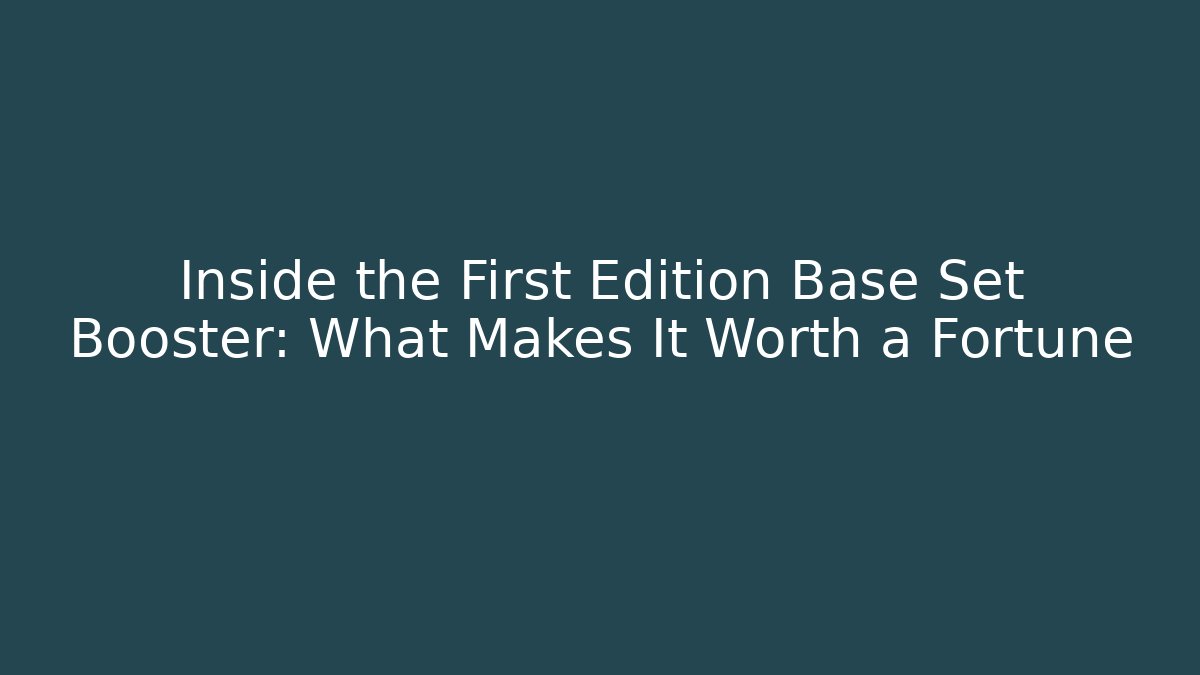 Inside the First Edition Base Set Booster: What Makes It Worth a Fortune