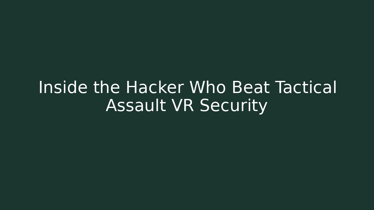 Inside the Hacker Who Beat Tactical Assault VR Security