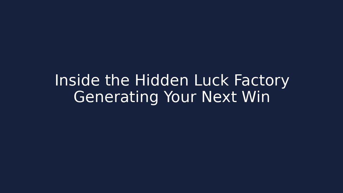 Inside the Hidden Luck Factory Generating Your Next Win - Create More Assets