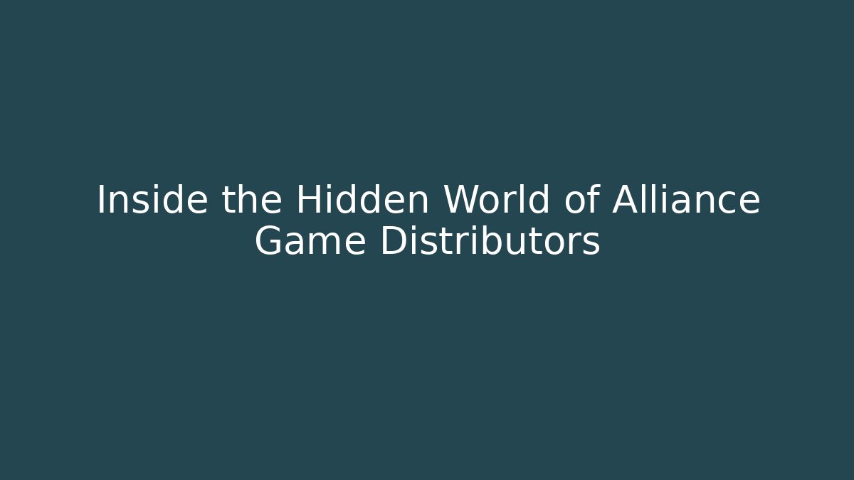 Inside the Hidden World of Alliance Game Distributors