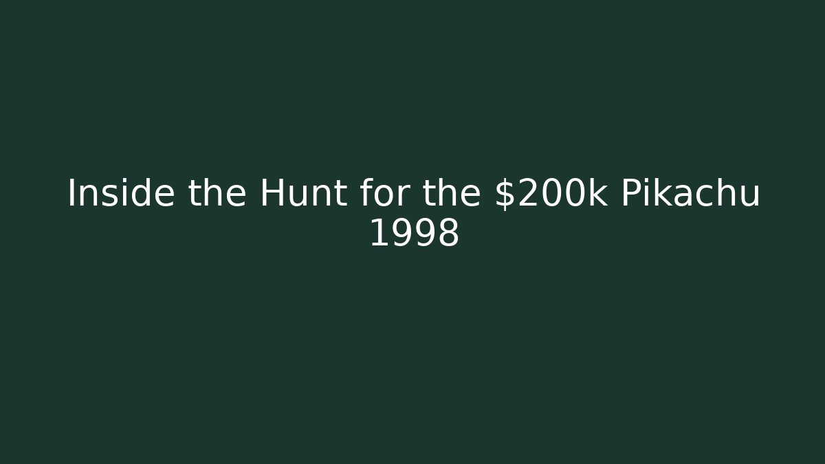 Inside the Hunt for the $200k Pikachu 1998