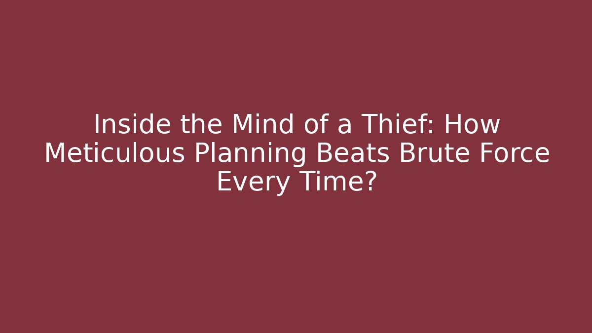 Inside the Mind of a Thief: How Meticulous Planning Beats Brute Force Every Time?