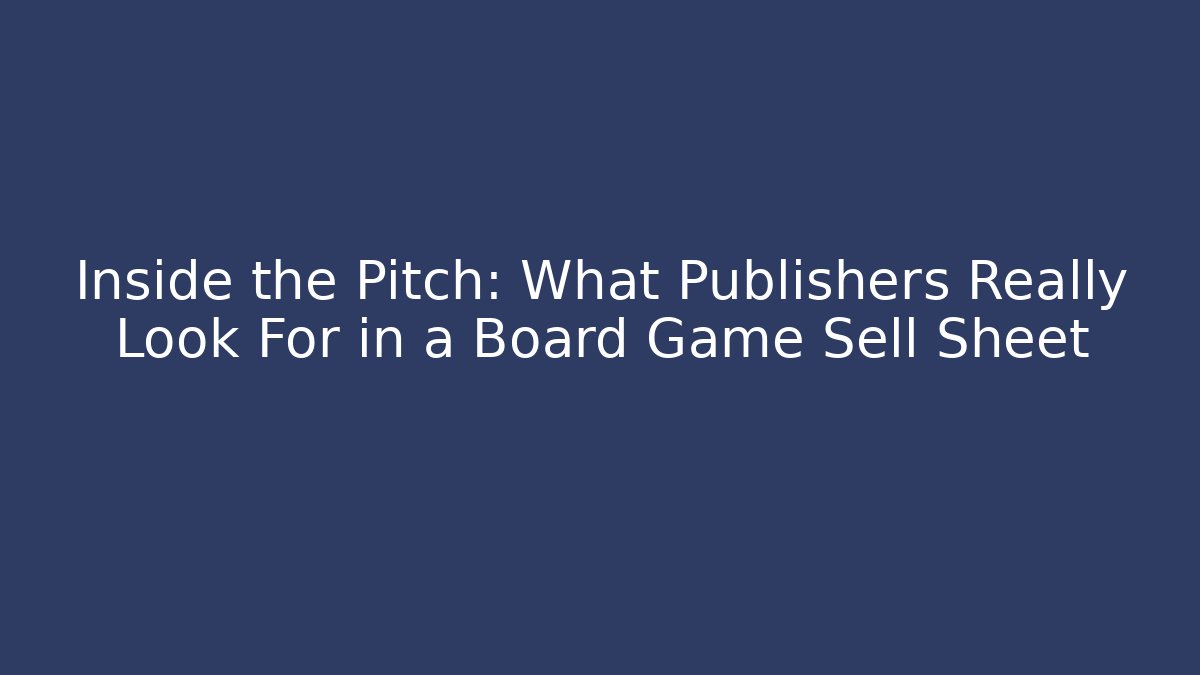 Inside the Pitch: What Publishers Really Look For in a Board Game Sell Sheet