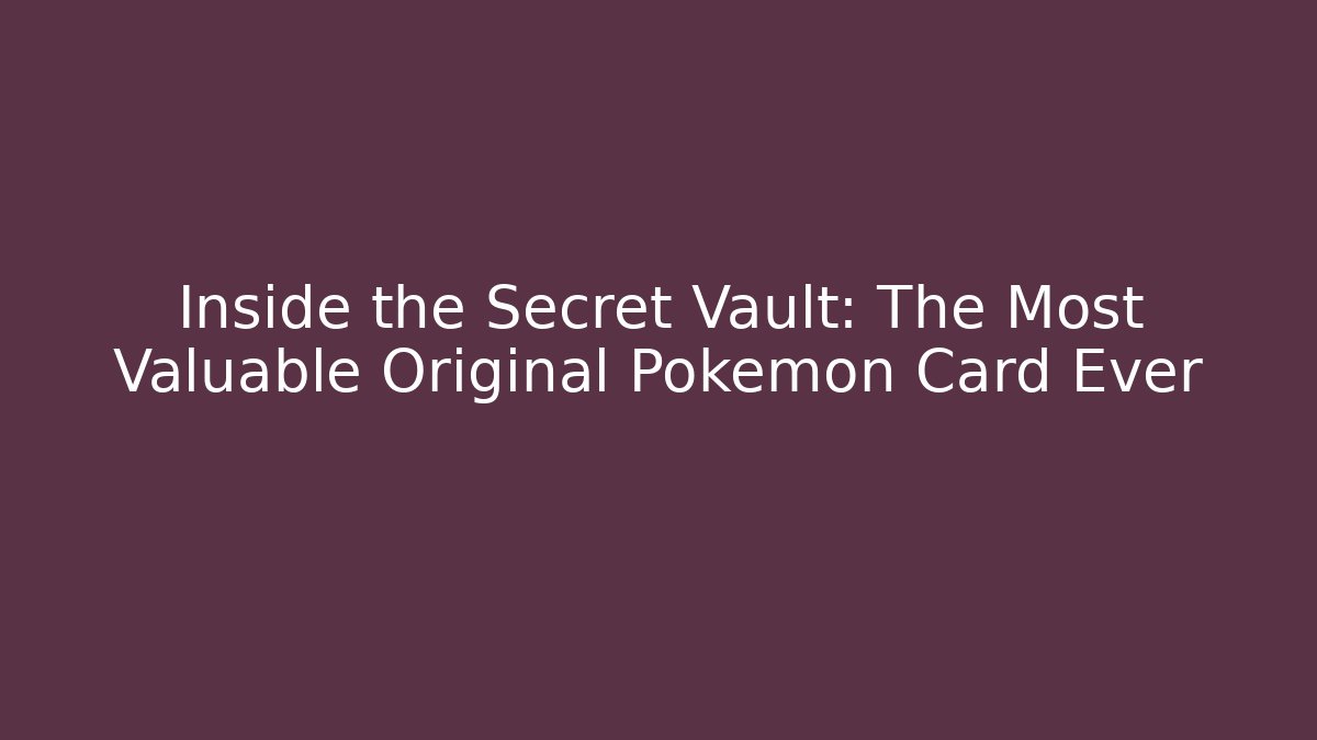 Inside the Secret Vault: The Most Valuable Original Pokémon Card Ever