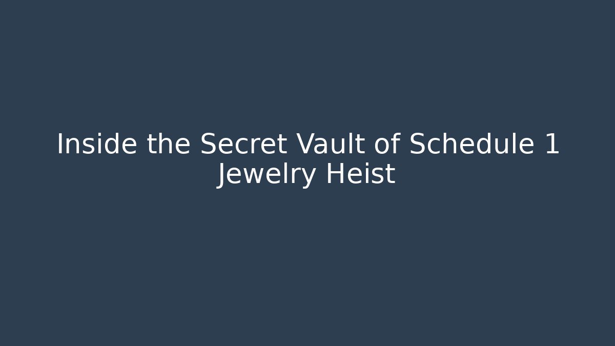Inside the Secret Vault of Schedule 1 Jewelry Heist