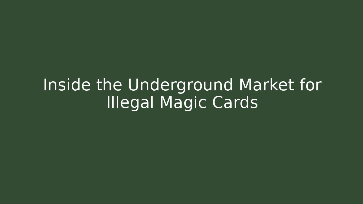 Inside the Underground Market for Illegal Magic Cards