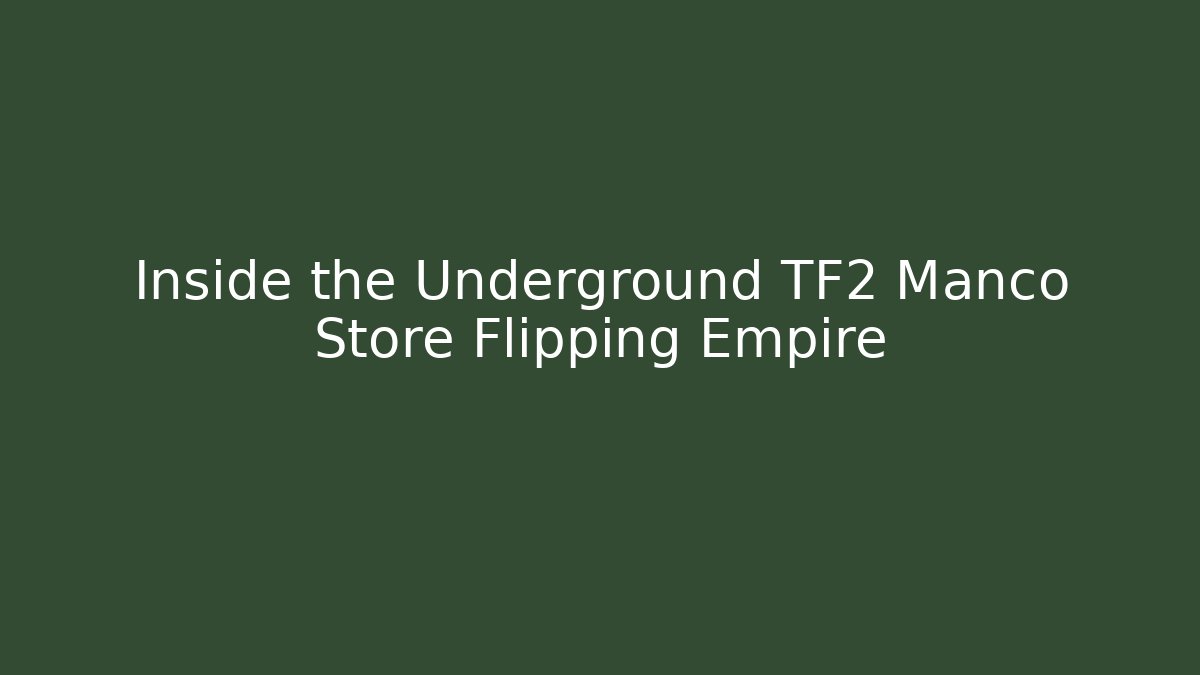 Inside the Underground TF2 Manco Store Flipping Empire - Create More Assets