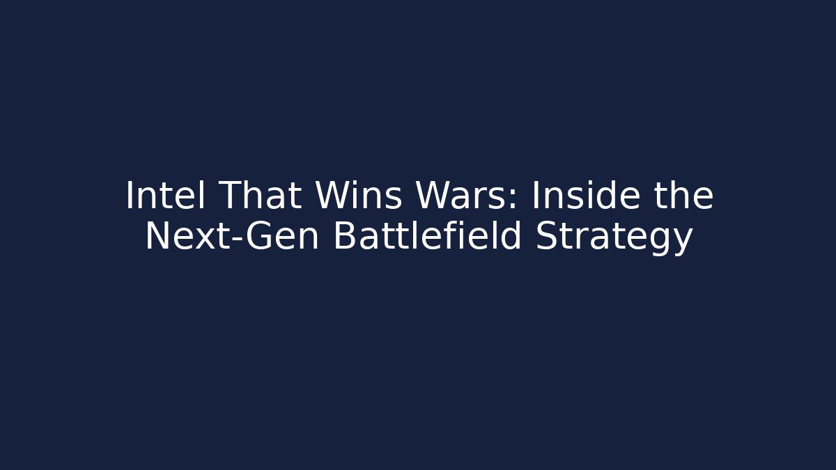 Intel That Wins Wars: Inside the Next-Gen Battlefield Strategy