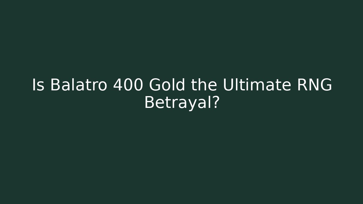 Is Balatro 400 Gold the Ultimate RNG Betrayal?