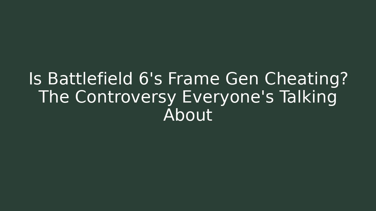 Is Battlefield 6's Frame Gen Cheating? The Controversy Everyone's Talking About