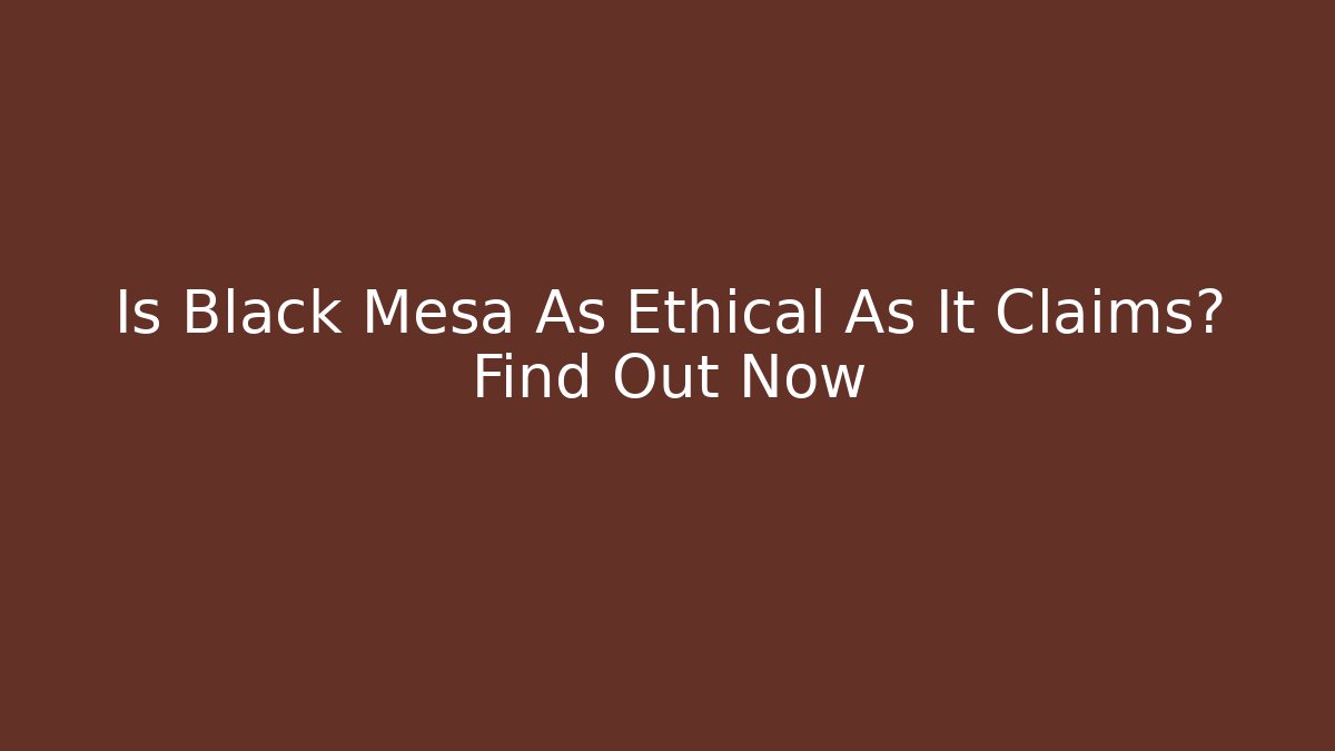 Is Black Mesa As Ethical As It Claims? Find Out Now