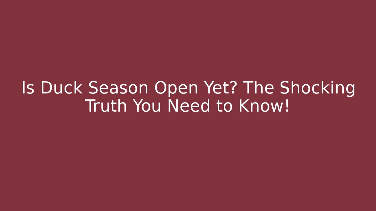 Is Duck Season Open Yet? The Shocking Truth You Need to Know!