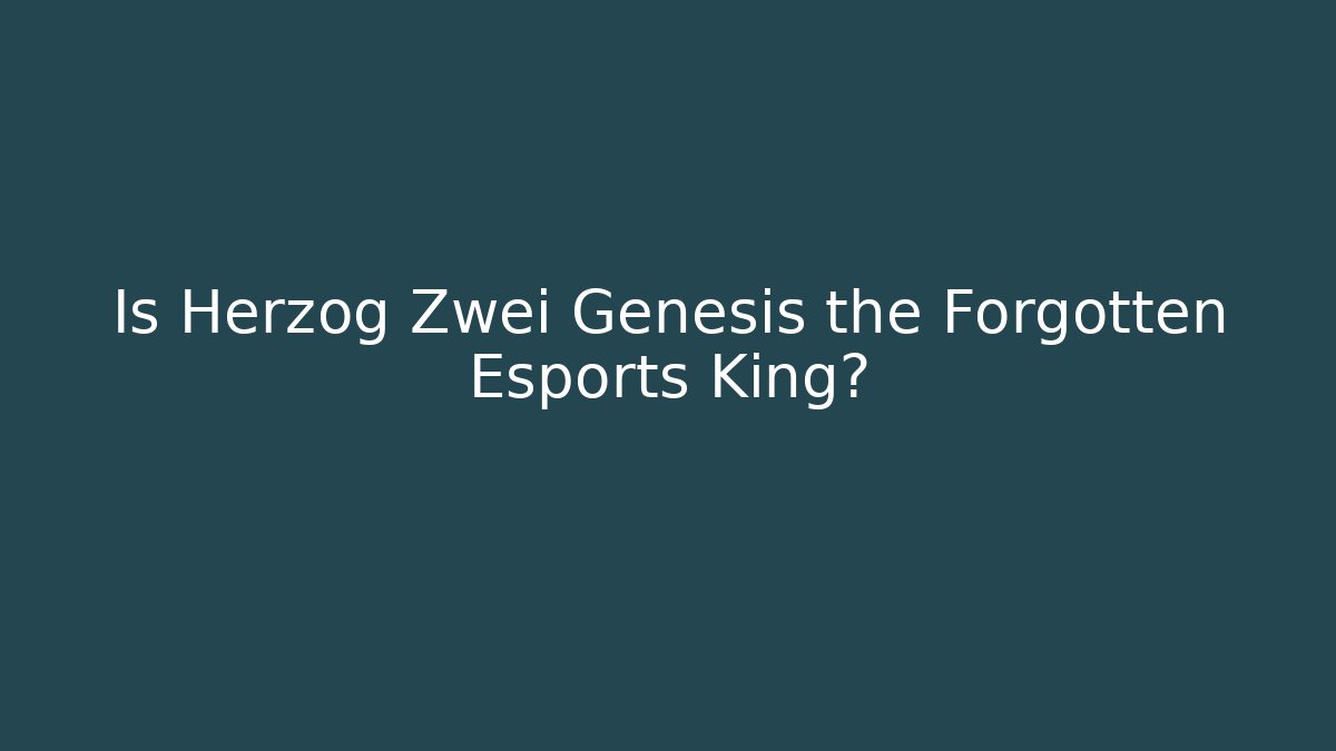Is Herzog Zwei Genesis the Forgotten Esports King?