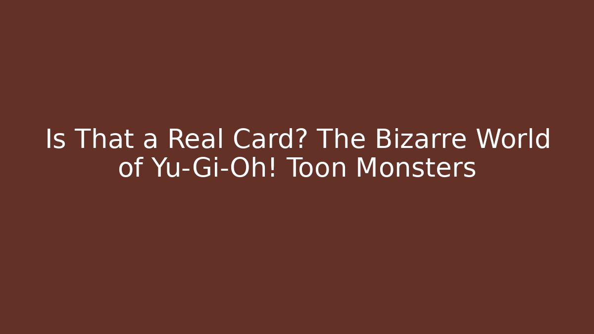 Is That a Real Card? The Bizarre World of Yu-Gi-Oh! Toon Monsters