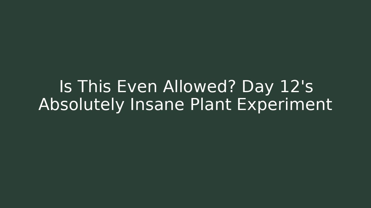 Is This Even Allowed? Day 12’s Absolutely Insane Plant Experiment